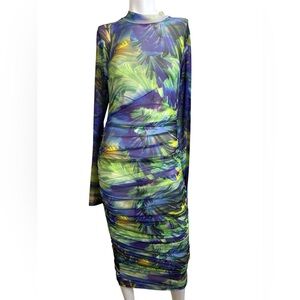 Floral ruched mesh Dress